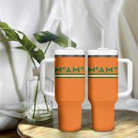 Retro Miami Palm Tree Tumbler With Handle Vintage South Florida Pride Distressed Orange and Green