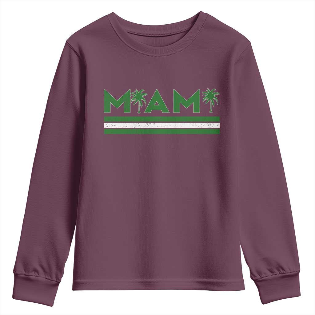 Retro Miami Palm Tree Youth Sweatshirt Vintage South Florida Pride Distressed Orange and Green