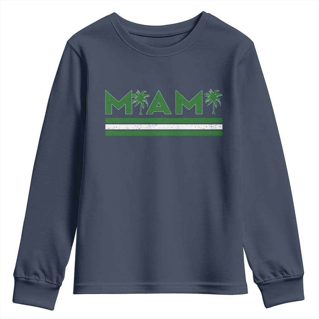 Retro Miami Palm Tree Youth Sweatshirt Vintage South Florida Pride Distressed Orange and Green
