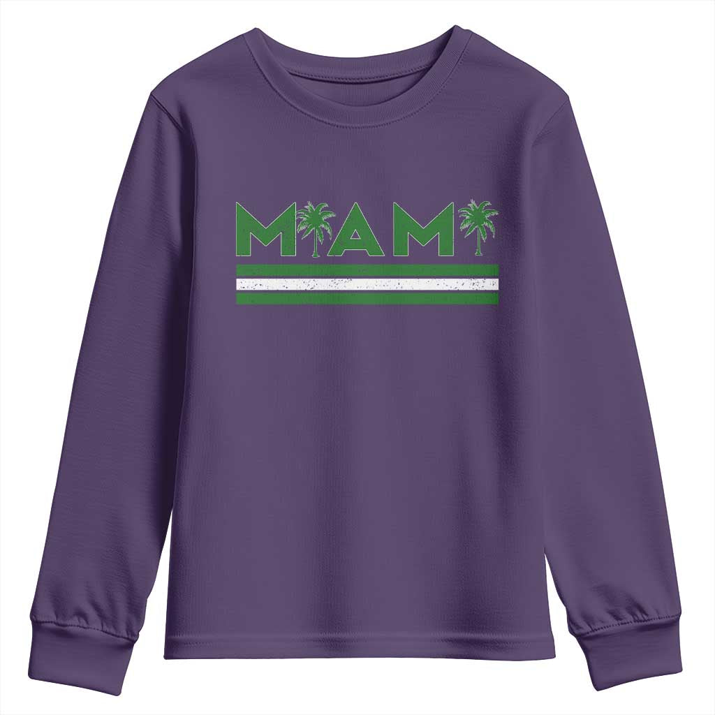 Retro Miami Palm Tree Youth Sweatshirt Vintage South Florida Pride Distressed Orange and Green