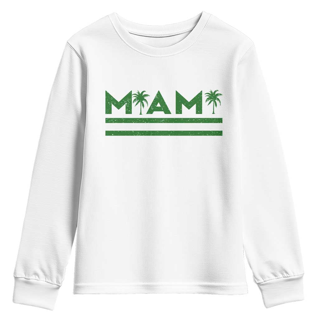 Retro Miami Palm Tree Youth Sweatshirt Vintage South Florida Pride Distressed Orange and Green
