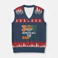 305 Give Us All the Smoke V-Neck Knit Sweater Vest Miami Fan South Florida Pride