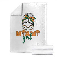 Miami Girl Messy Bun Bandana Throw Blanket South Florida Pride Palm Trees