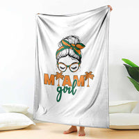 Miami Girl Messy Bun Bandana Throw Blanket South Florida Pride Palm Trees