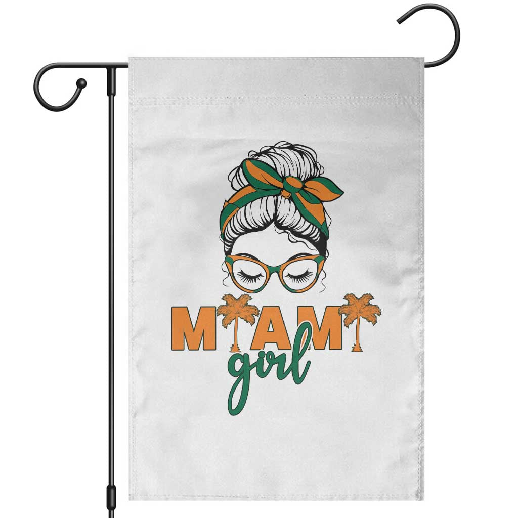 Miami Girl Messy Bun Bandana Garden Flag South Florida Pride Palm Trees