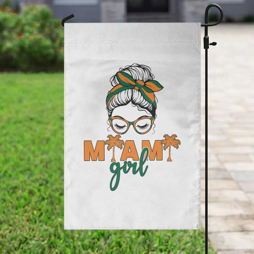 Miami Girl Messy Bun Bandana Garden Flag South Florida Pride Palm Trees