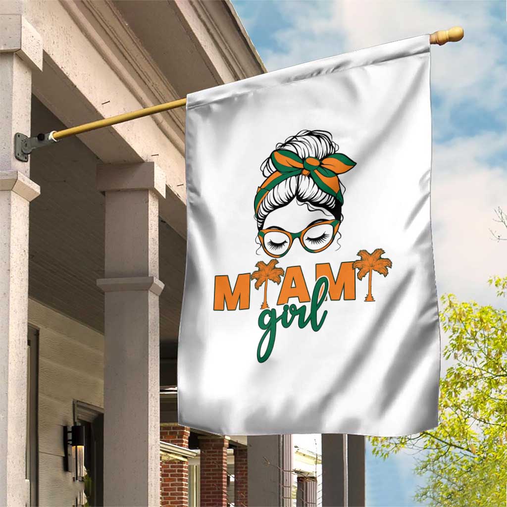 Miami Girl Messy Bun Bandana Garden Flag South Florida Pride Palm Trees
