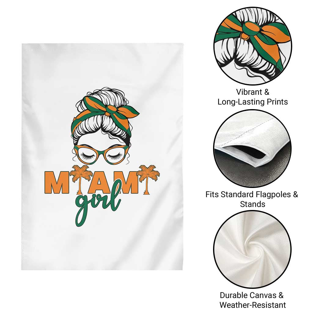 Miami Girl Messy Bun Bandana Garden Flag South Florida Pride Palm Trees