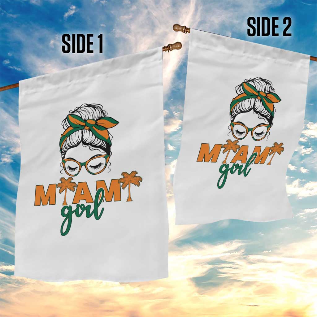 Miami Girl Messy Bun Bandana Garden Flag South Florida Pride Palm Trees