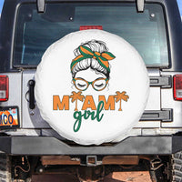 Miami Girl Messy Bun Bandana Spare Tire Cover South Florida Pride Palm Trees