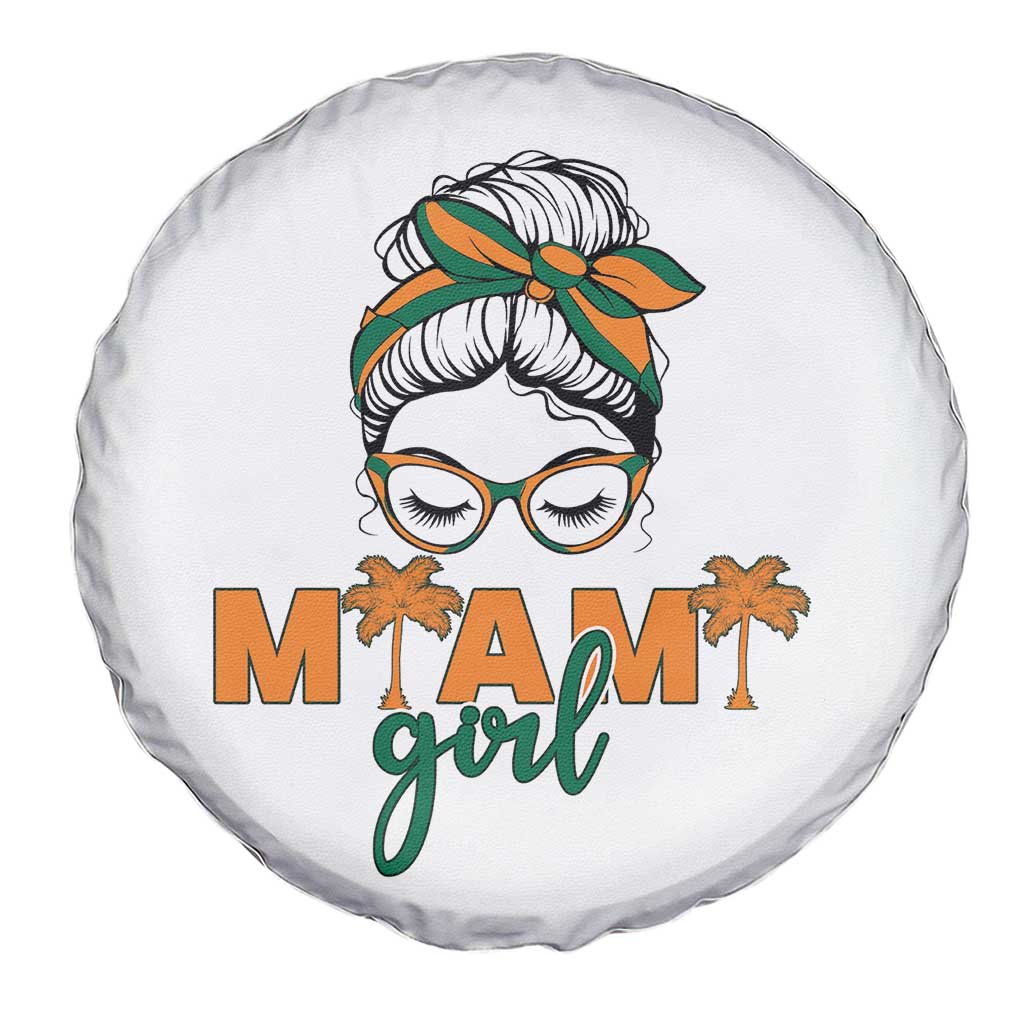 Miami Girl Messy Bun Bandana Spare Tire Cover South Florida Pride Palm Trees