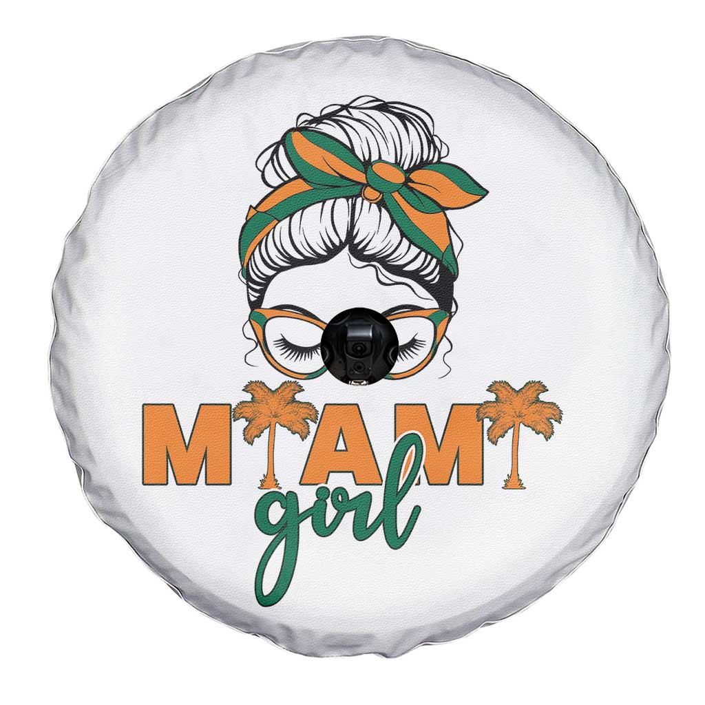 Miami Girl Messy Bun Bandana Spare Tire Cover South Florida Pride Palm Trees