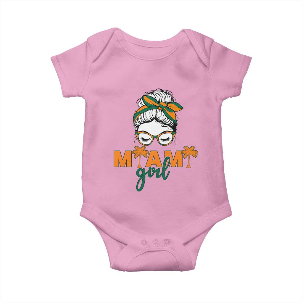 Miami Girl Messy Bun Bandana Baby Onesie South Florida Pride Palm Trees