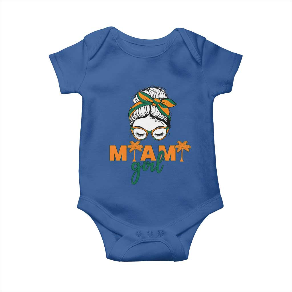 Miami Girl Messy Bun Bandana Baby Onesie South Florida Pride Palm Trees