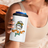 Miami Girl Messy Bun Bandana 4 in 1 Can Cooler Tumbler South Florida Pride Palm Trees