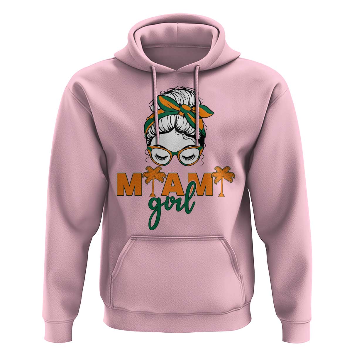 Miami Girl Messy Bun Bandana Hoodie South Florida Pride Palm Trees