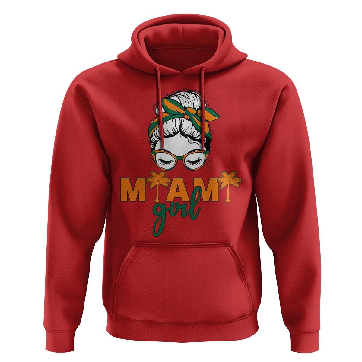 Miami Girl Messy Bun Bandana Hoodie South Florida Pride Palm Trees