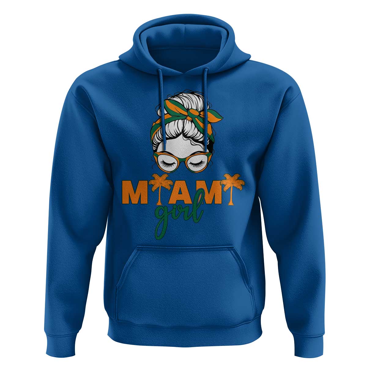 Miami Girl Messy Bun Bandana Hoodie South Florida Pride Palm Trees