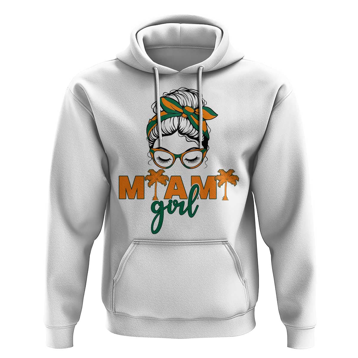 Miami Girl Messy Bun Bandana Hoodie South Florida Pride Palm Trees