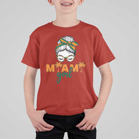 Miami Girl Messy Bun Bandana T Shirt For Kid South Florida Pride Palm Trees