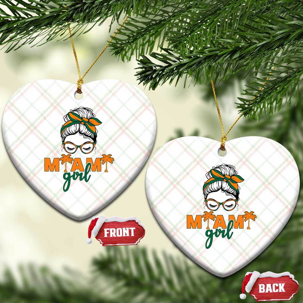 Miami Girl Messy Bun Bandana Ceramic Ornament South Florida Pride Palm Trees
