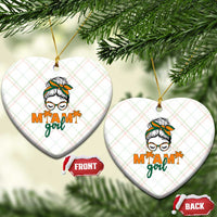 Miami Girl Messy Bun Bandana Ceramic Ornament South Florida Pride Palm Trees