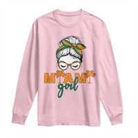 Miami Girl Messy Bun Bandana Long Sleeve Shirt South Florida Pride Palm Trees