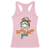 Miami Girl Messy Bun Bandana Racerback Tank Top South Florida Pride Palm Trees