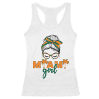 Miami Girl Messy Bun Bandana Racerback Tank Top South Florida Pride Palm Trees