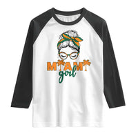 Miami Girl Messy Bun Bandana Raglan Shirt South Florida Pride Palm Trees