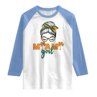 Miami Girl Messy Bun Bandana Raglan Shirt South Florida Pride Palm Trees