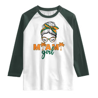 Miami Girl Messy Bun Bandana Raglan Shirt South Florida Pride Palm Trees