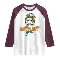 Miami Girl Messy Bun Bandana Raglan Shirt South Florida Pride Palm Trees
