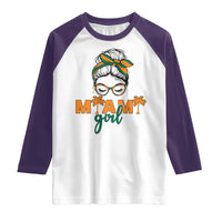 Miami Girl Messy Bun Bandana Raglan Shirt South Florida Pride Palm Trees
