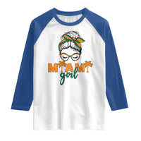 Miami Girl Messy Bun Bandana Raglan Shirt South Florida Pride Palm Trees