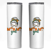 Miami Girl Messy Bun Bandana Skinny Tumbler South Florida Pride Palm Trees