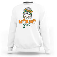 Miami Girl Messy Bun Bandana Sweatshirt South Florida Pride Palm Trees