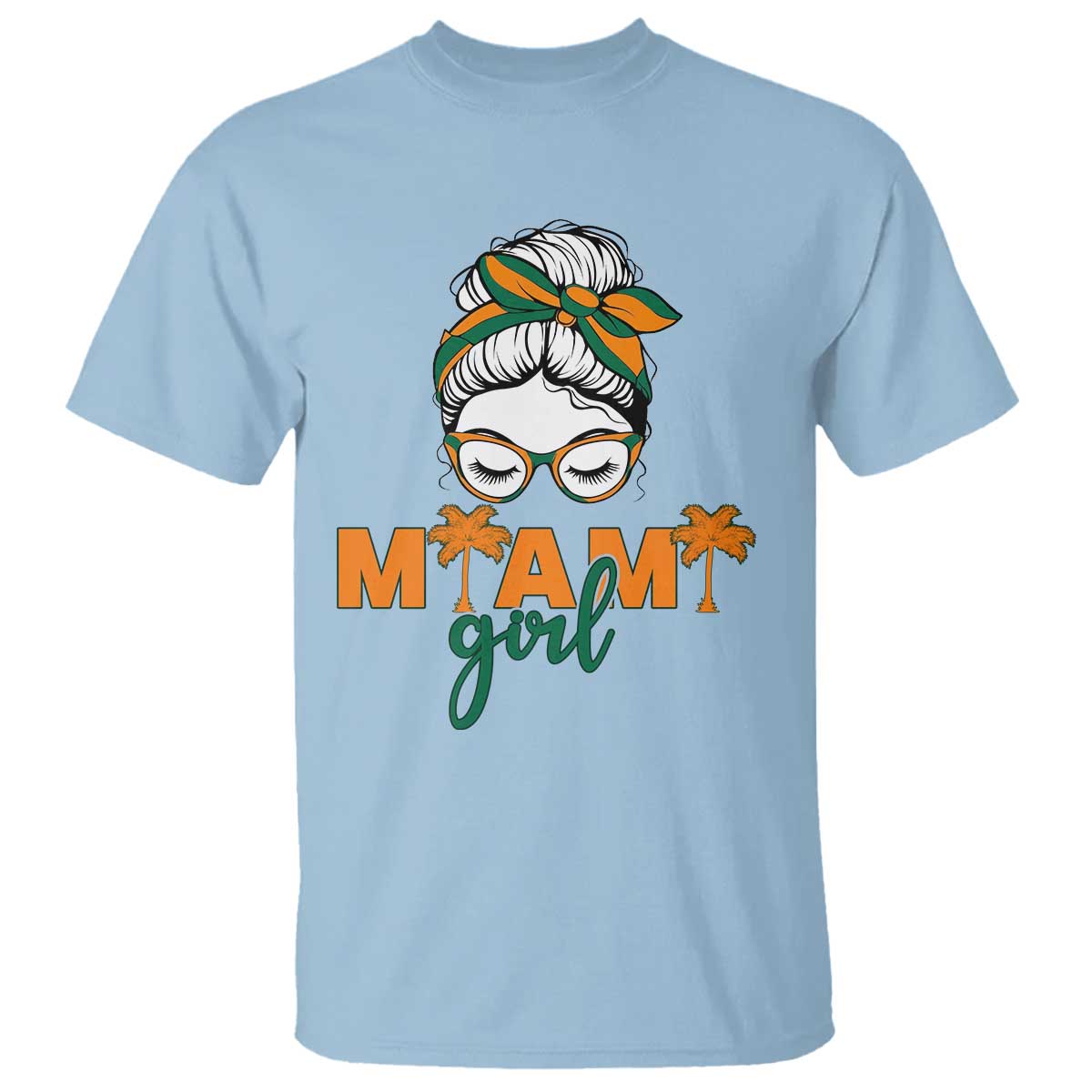 Miami Girl Messy Bun Bandana T Shirt South Florida Pride Palm Trees