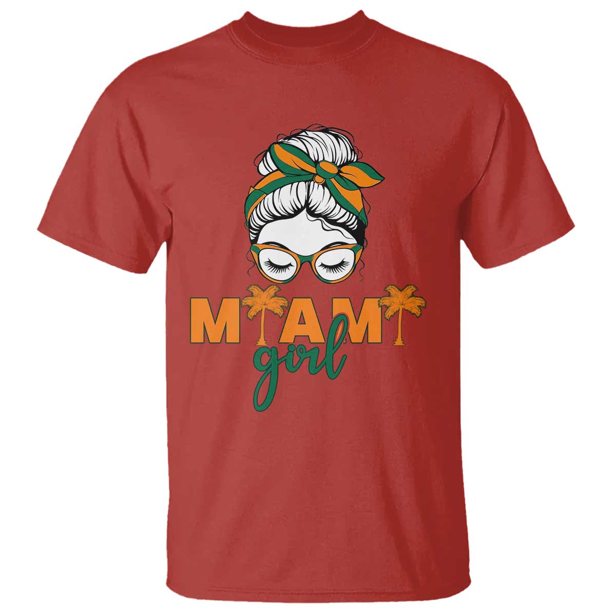 Miami Girl Messy Bun Bandana T Shirt South Florida Pride Palm Trees