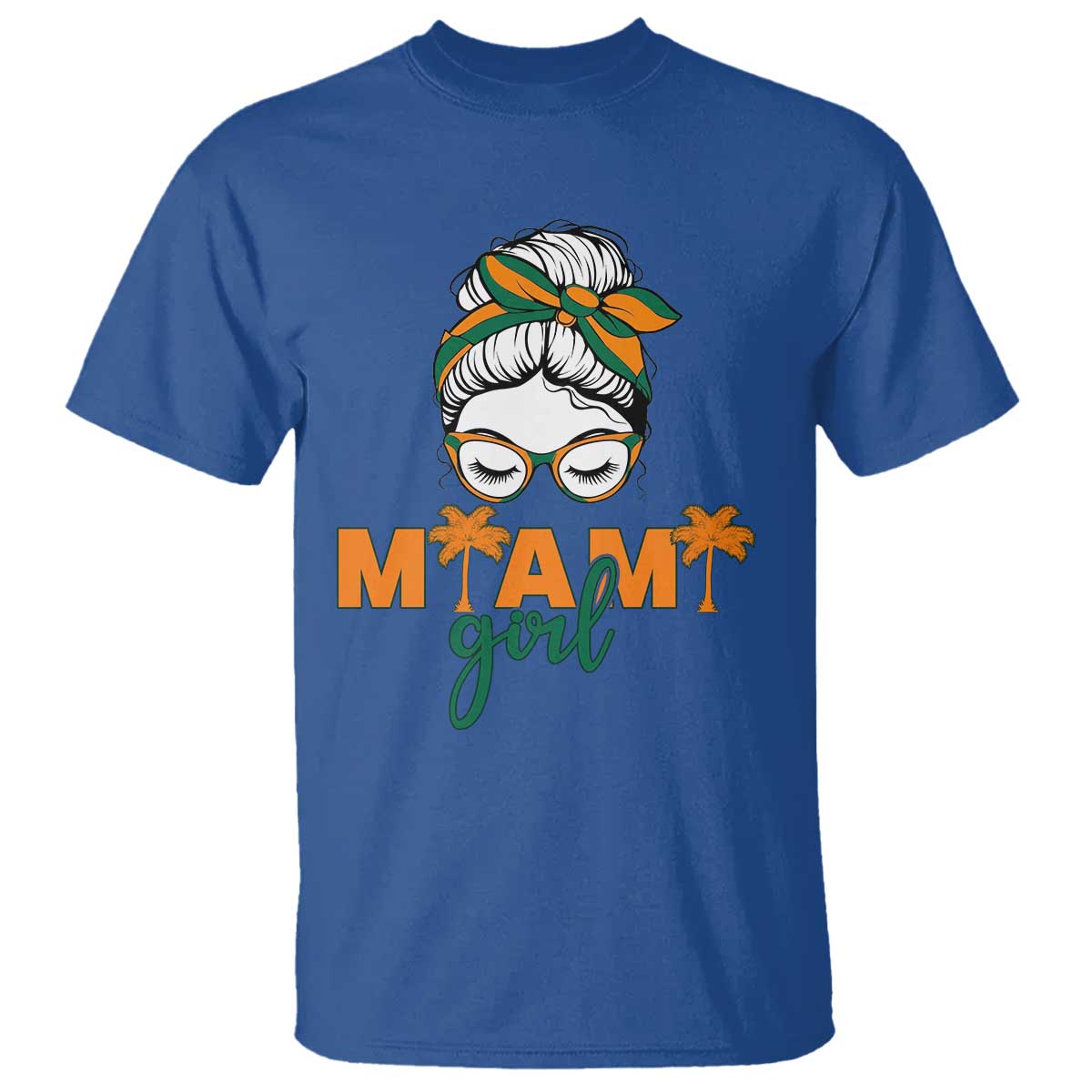 Miami Girl Messy Bun Bandana T Shirt South Florida Pride Palm Trees