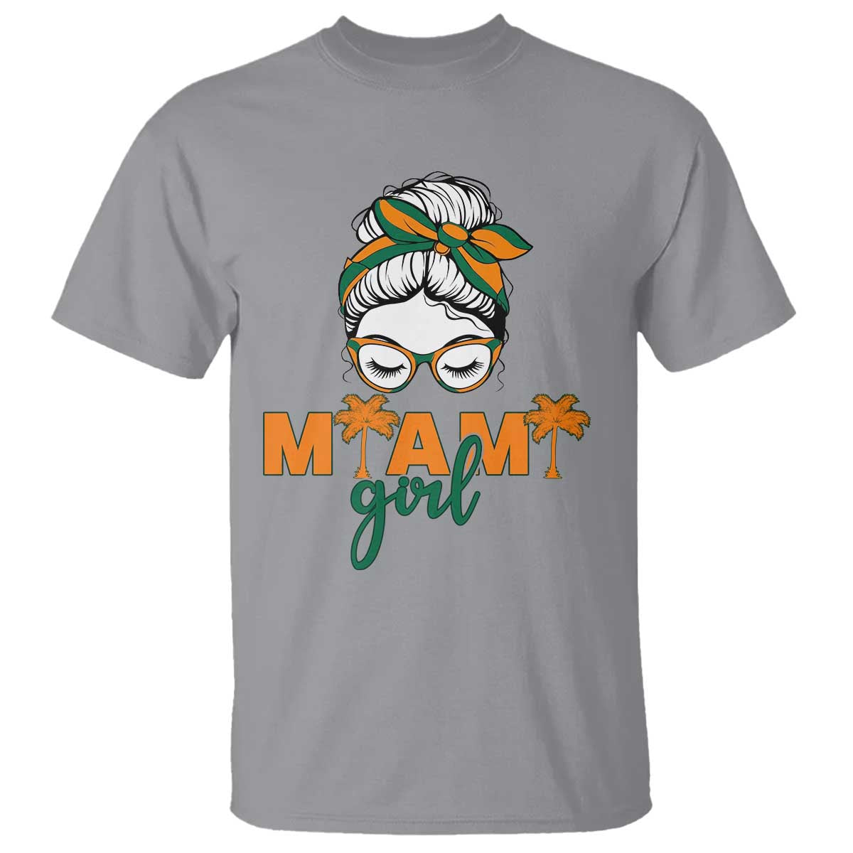 Miami Girl Messy Bun Bandana T Shirt South Florida Pride Palm Trees