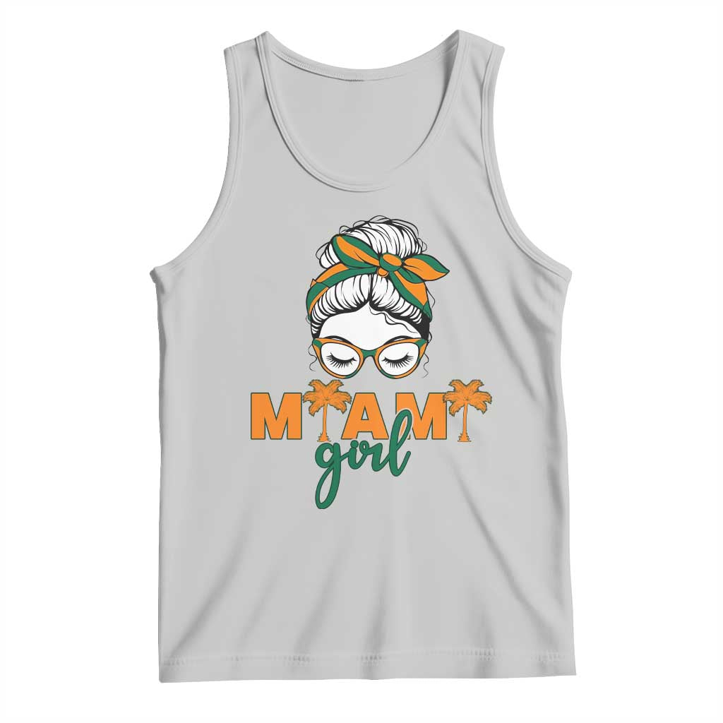 Miami Girl Messy Bun Bandana Tank Top South Florida Pride Palm Trees
