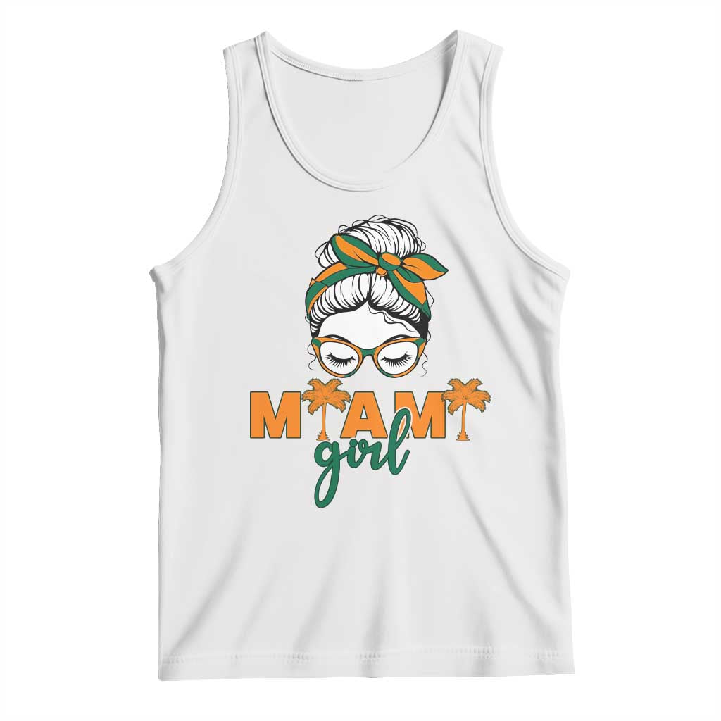 Miami Girl Messy Bun Bandana Tank Top South Florida Pride Palm Trees