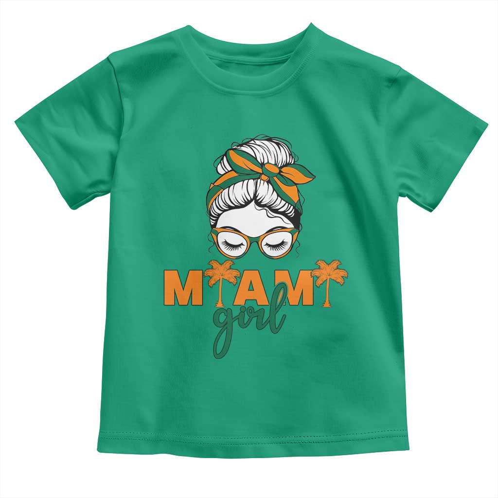 Miami Girl Messy Bun Bandana Toddler T Shirt South Florida Pride Palm Trees