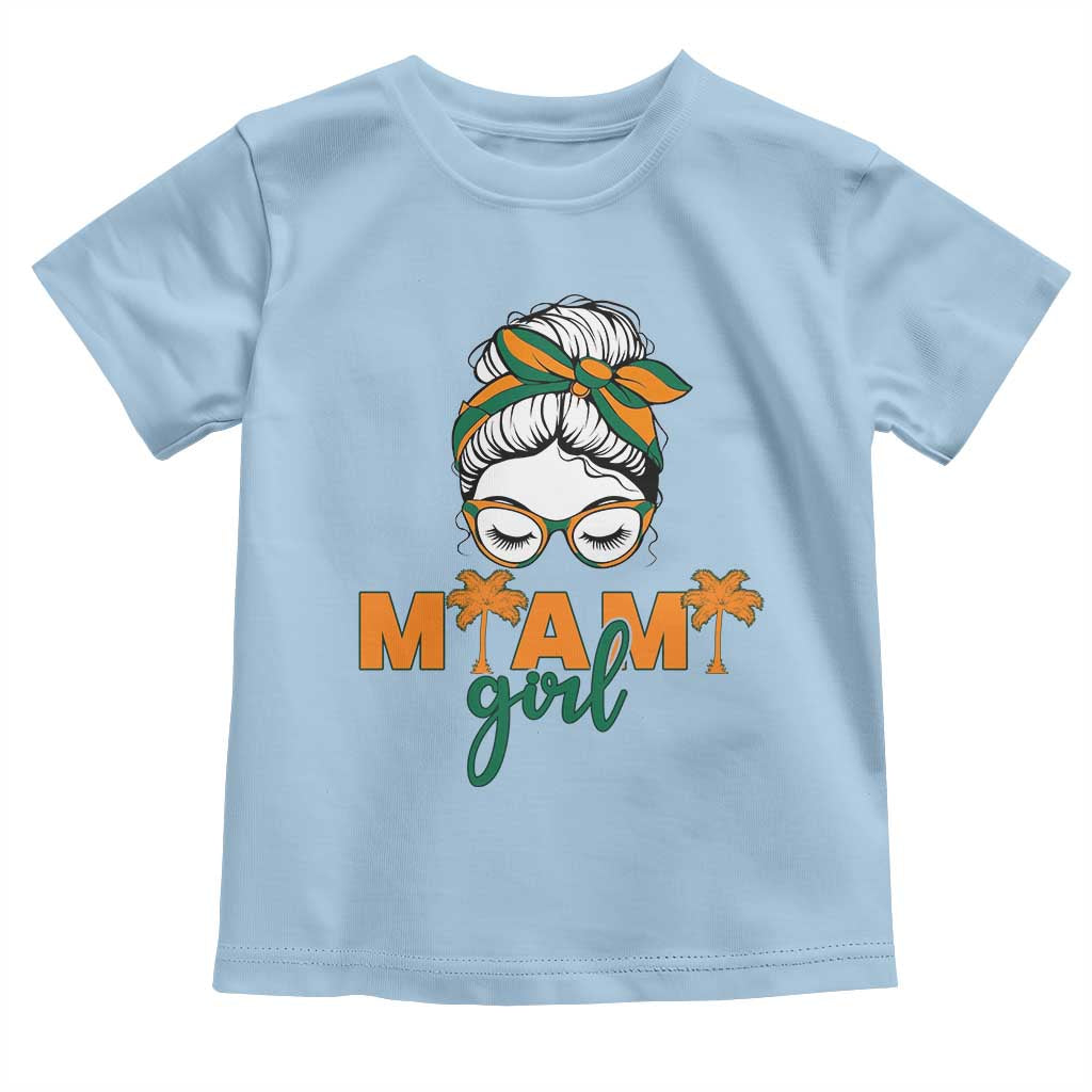 Miami Girl Messy Bun Bandana Toddler T Shirt South Florida Pride Palm Trees