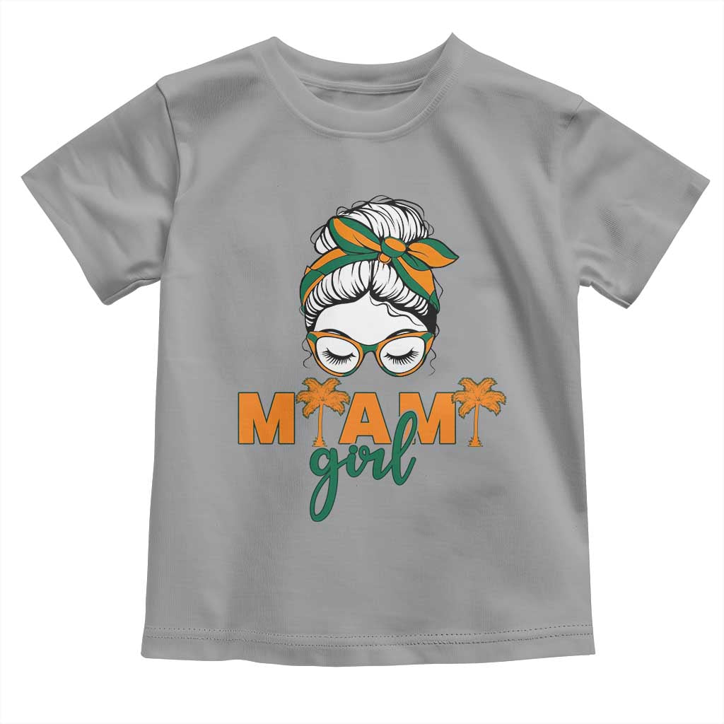 Miami Girl Messy Bun Bandana Toddler T Shirt South Florida Pride Palm Trees