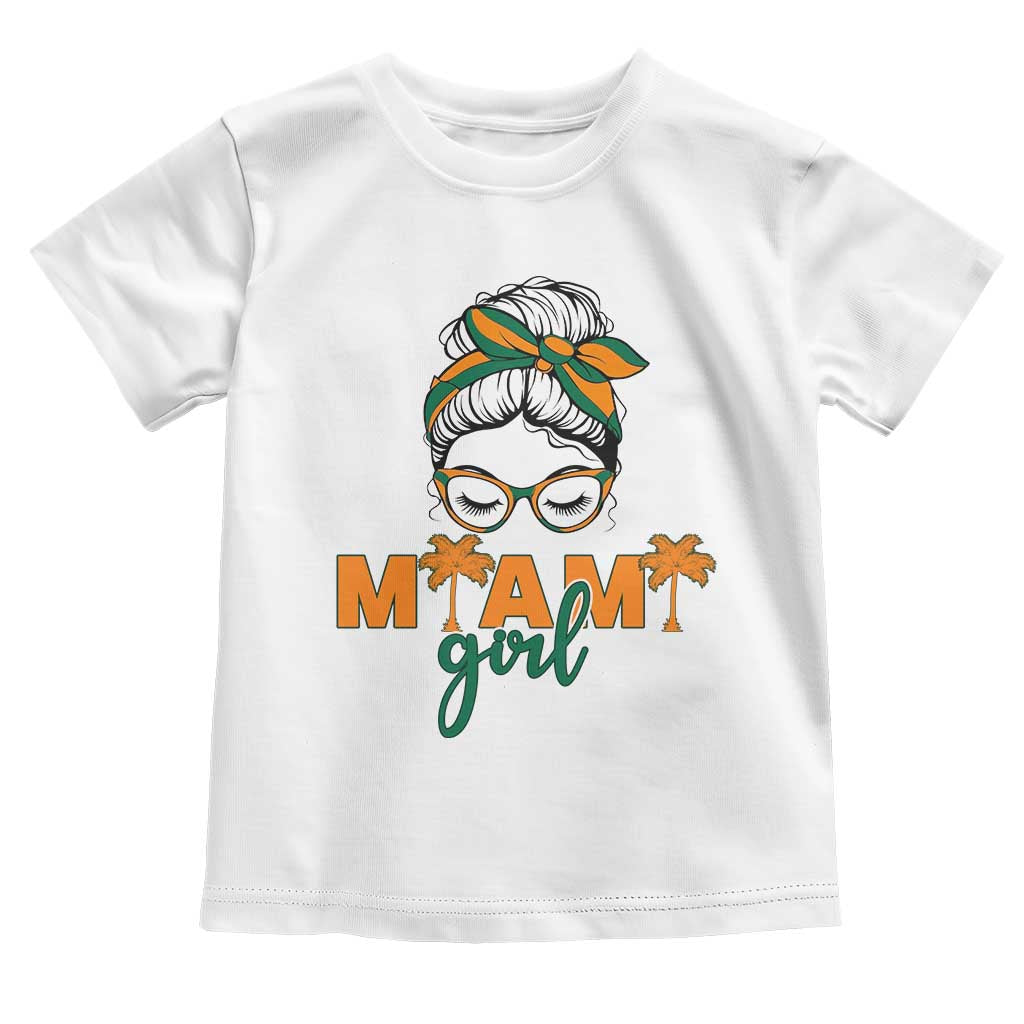 Miami Girl Messy Bun Bandana Toddler T Shirt South Florida Pride Palm Trees