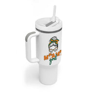 Miami Girl Messy Bun Bandana Tumbler With Handle South Florida Pride Palm Trees