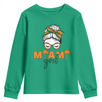 Miami Girl Messy Bun Bandana Youth Sweatshirt South Florida Pride Palm Trees