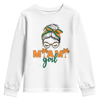 Miami Girl Messy Bun Bandana Youth Sweatshirt South Florida Pride Palm Trees